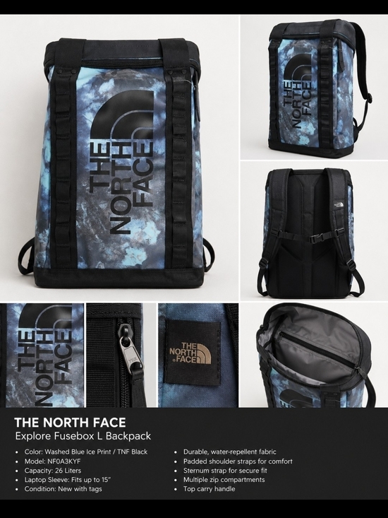 The North Face Other - The North Face Explore Fusebox L Backpack 26L Washed Blue Ice NEW!! RARE!!
